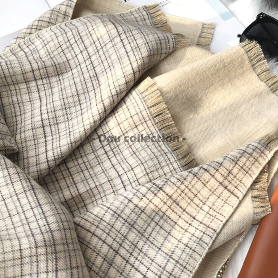 [Nowship2h] Khăn Choàng Cổ Cashmere Len Dày Cao Cấp Giữ Ấm Mùa Đông Caro - 68x190cm - Douyin - Mã LN022