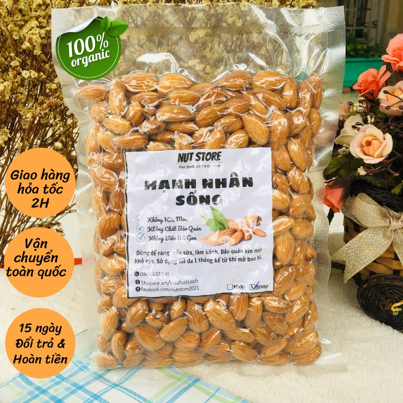 Hạt hạnh nhân tách vỏ sống Nut Store 500g