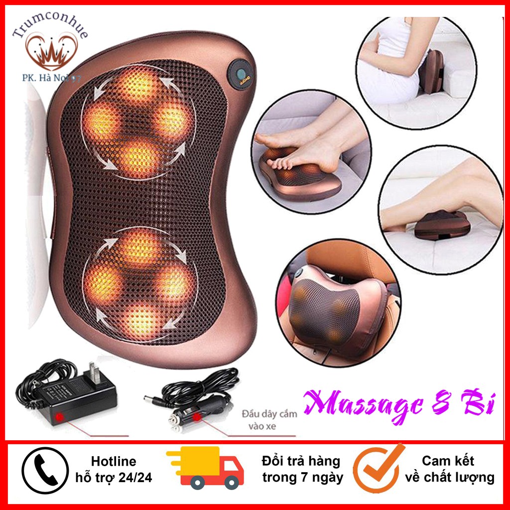 🎁BH 1 Năm🎁 Máy Massage Toàn Thân Dạng Gối Loại 8 Bi, Gối Massage 2 Chiều 3 Cấp Độ Có Hồng Ngoại, Lưu Thông Máu Giảm Đau