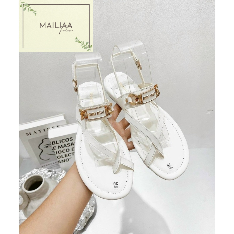 Sandal xỏ ngón nữ, sandal nữ, sandal đi học nữ MAILIAA quai kẹp đế cao su chống trượt MIUMIU đi êm chân
