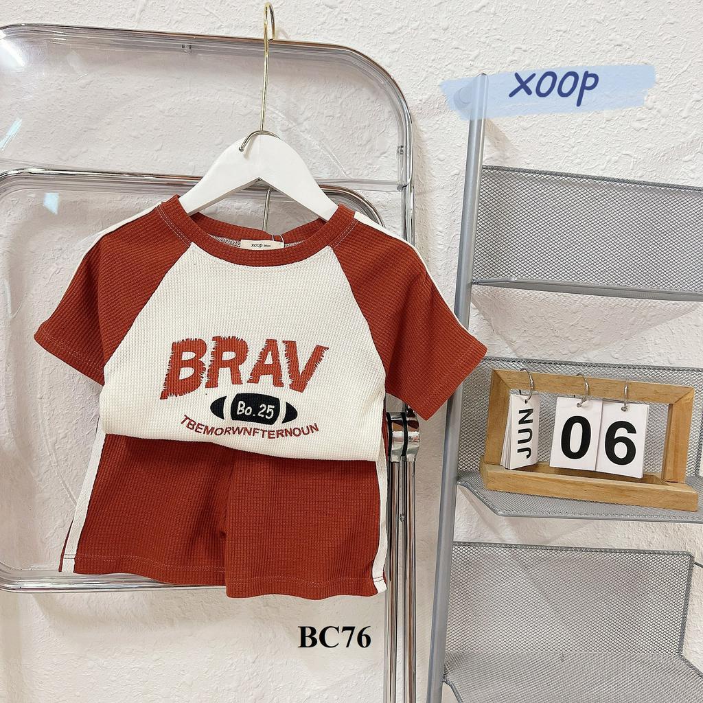 Đồ Bộ cộc tay XOOP cotton tổ ong XOOP in BRAV cho bé trai bé gái (11-21kg) BC76,  Shop Phúc Yến