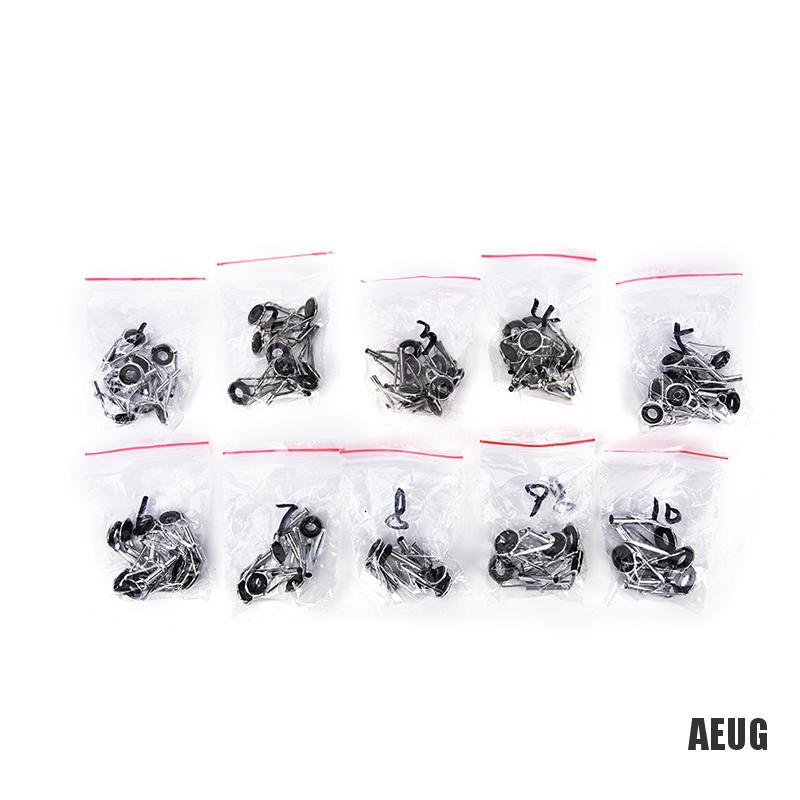 Set 80 khoen dẫn cho cần câu cá bằng thép màu đen với 10 kích thước