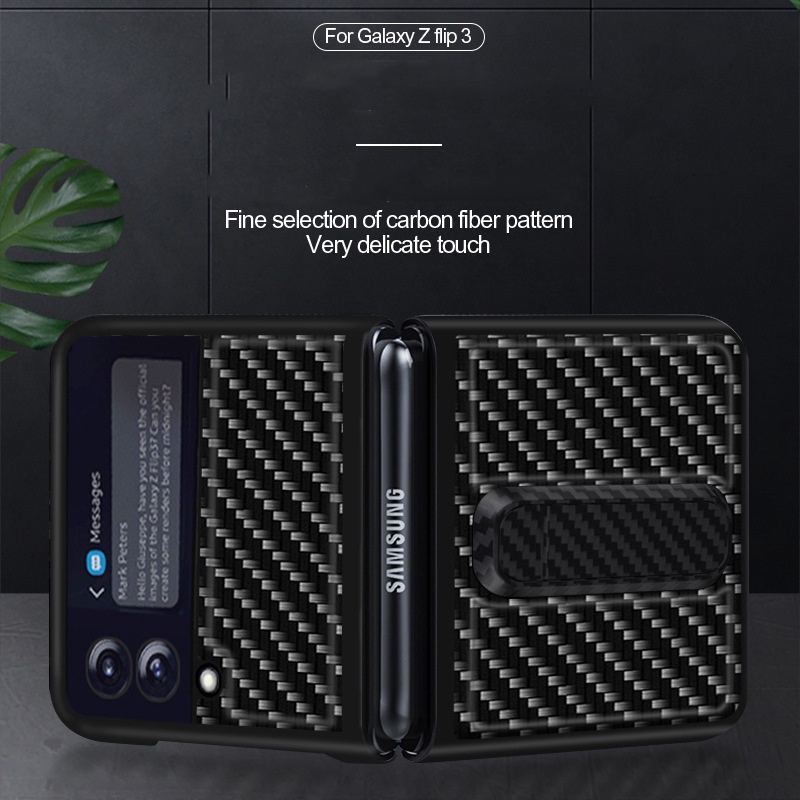 Ốp Điện Thoại Sợi Carbon Có Giá Đỡ Cho Samsung Galaxy Z Fold 3 Z Fold 2 Z Flip 3 Z Flip 5g