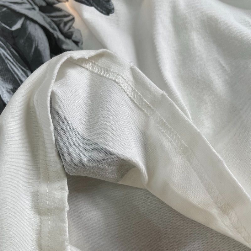 Áo thun MMIOT tay ngắn cổ tròn in họa tiết thiên thần phong cách cổ điển Mỹ thời trang mùa hè 2023 cho nữ