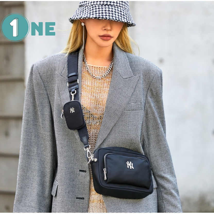 ( Chuẩn Hãng ) Túi Đeo Chéo MLB NY Nylon BKS Full Tag Mac