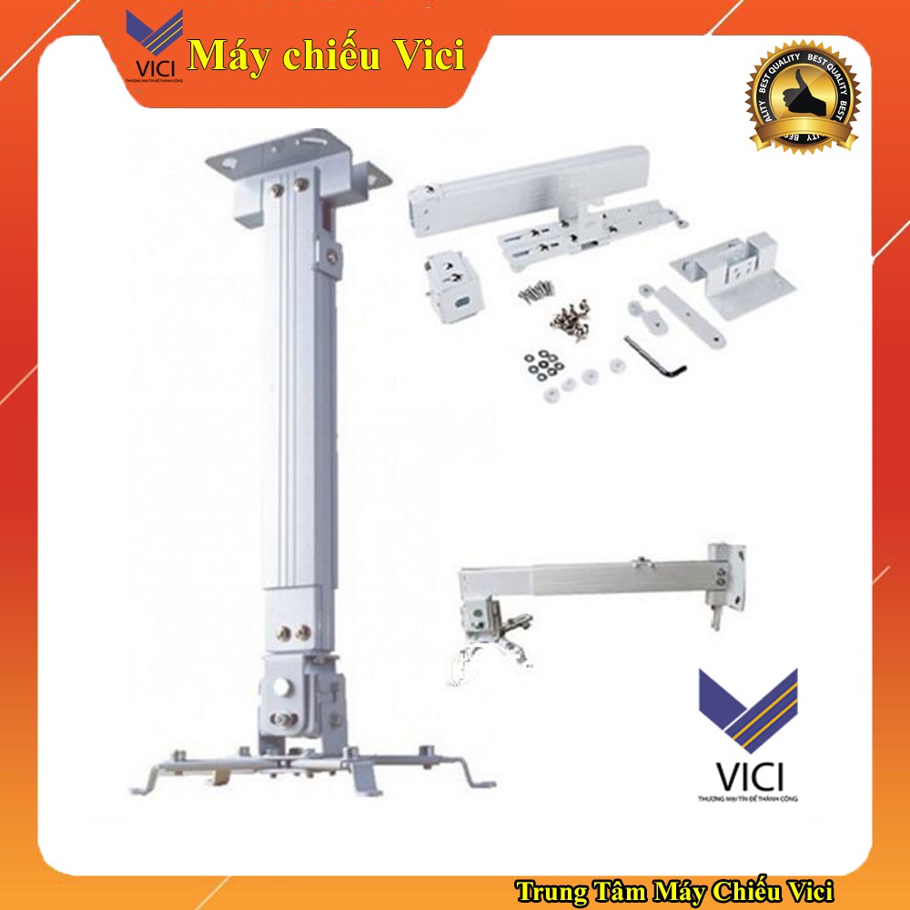 Giá treo máy chiếu 65cm bằng chất liệu kim loại cứng, màu trắng. Vici phân phối giá treo máy chiếu chính hãng