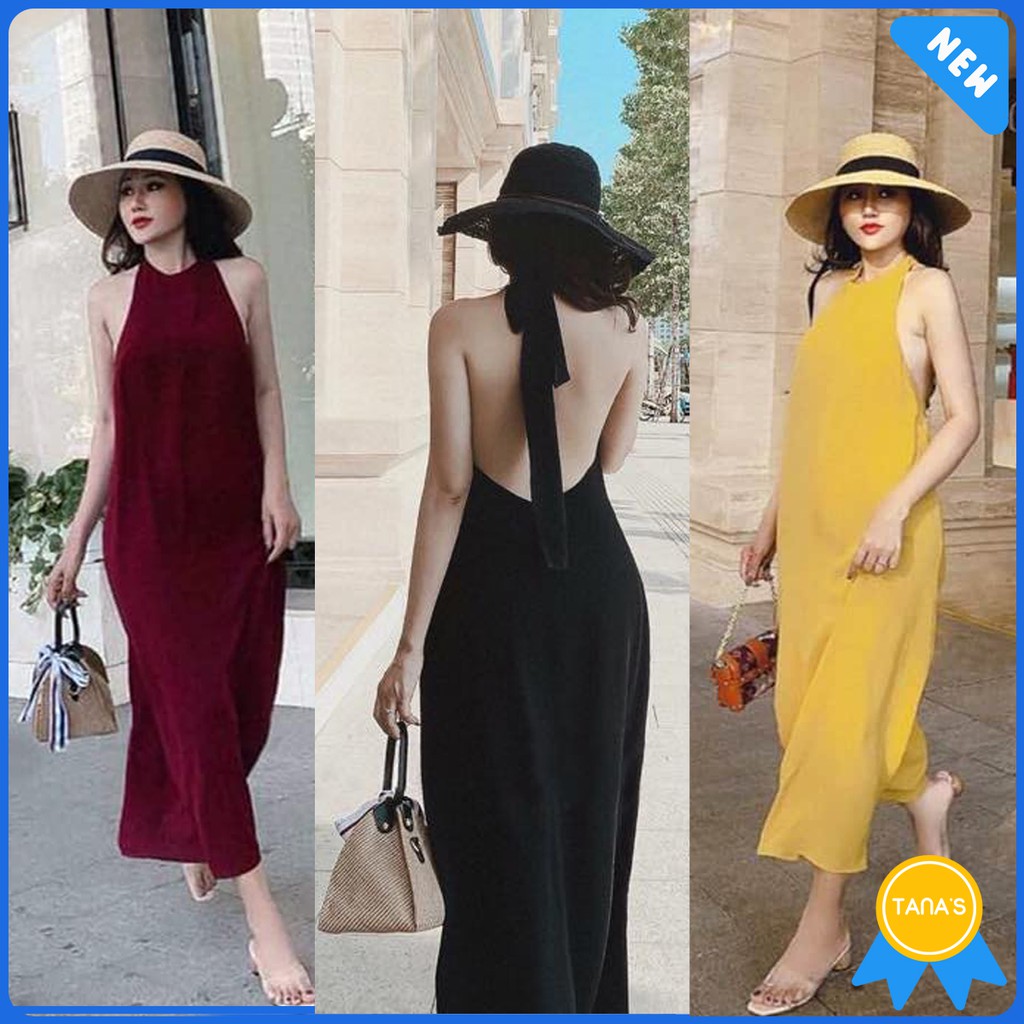 Đầm maxi cổ yếm hở lưng (3 màu) Đầm_maxi_hở_lưng