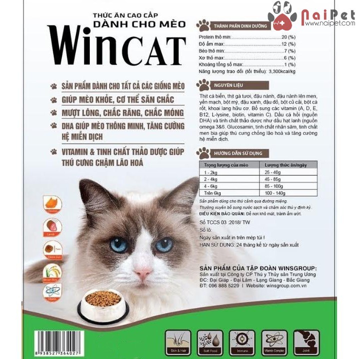 Thức Ăn Hạt Dành Cho Tất Cả Các Giống Mèo Wincat Wins Group