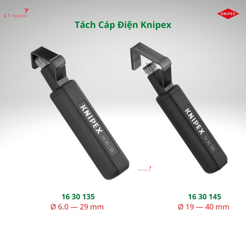 Dụng Cụ Tách Cáp Ø6.0 - 29.0 mm Knipex 16 30 135 và Ø19.0 - 40.0 mm Knipex 16 30 145 Bằng Cách Xoáy Trôn Ốc G7 Tools