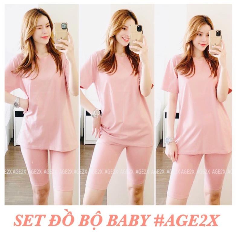 (Ảnh thật)🆘Set đồ bộ baby AGE2X biker short kết hợp áo thun form rộng, yêu ngay từ cái nhìn đầu tiên ⚡️