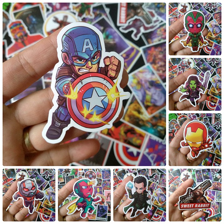 Miếng dán Sticker Avenger  - trọn bộ 100 hình - In rõ ràng sắc nét khó tróc