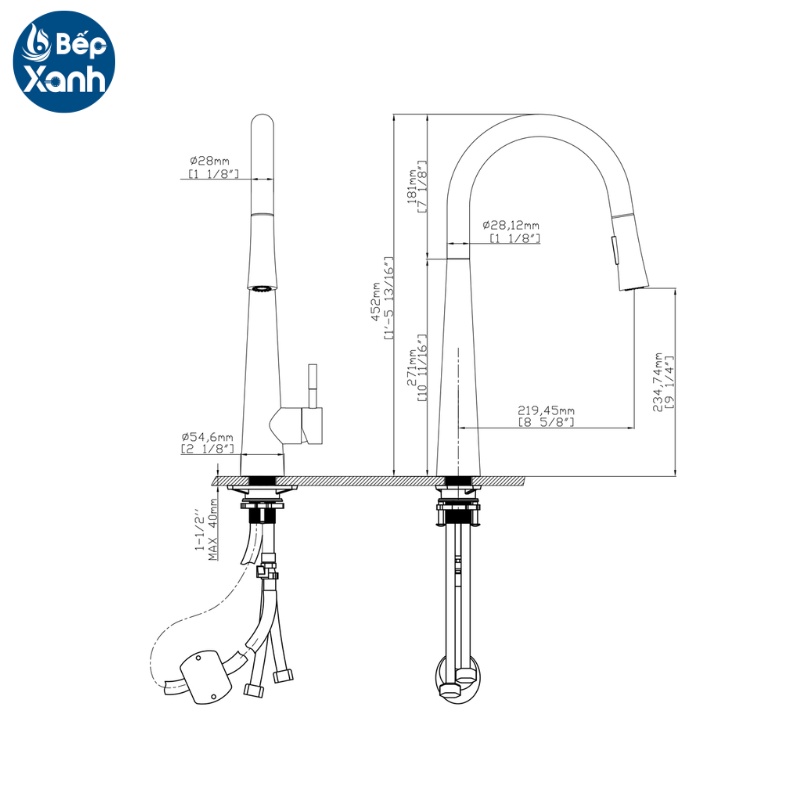 [FREESHIP HCM] Vòi Rửa Chén Nóng Lạnh Ecalite EF-K149S - Màu Inox