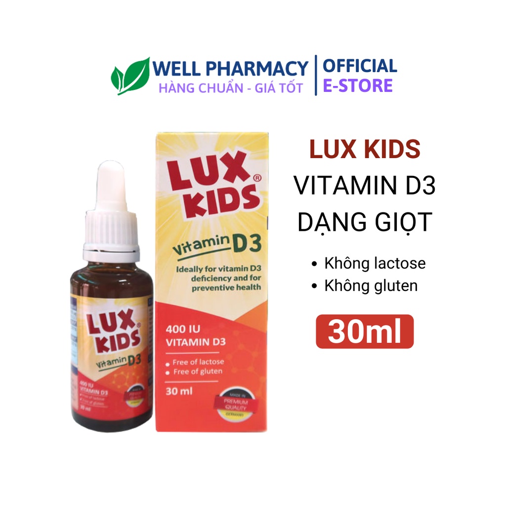 Giọt uống Lux Kids Vitamin D3 nhập khẩu Đức lọ 30ml cho trẻ khoẻ mạnh