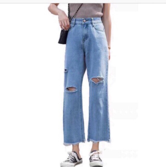 [Bigsize] Quần Ống Rộng, Tua Lai Rách Sole 21, Đậm Nhạt
