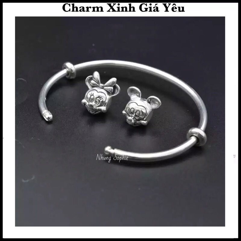 Vòng tay bạc 925 nhân vật hoạt hình hai chú chuột xinh xắn nhungsophie