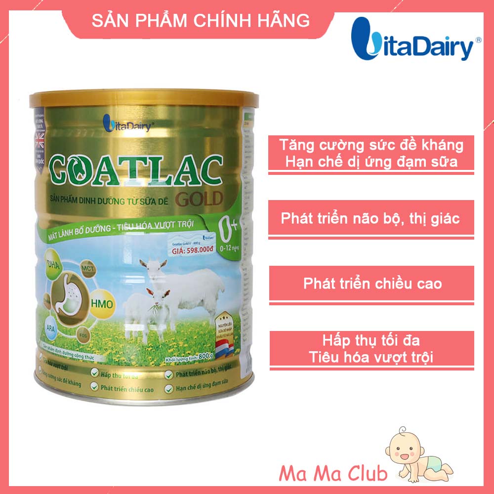 Sữa dê Goatlac Gold 0+ cho trẻ dị ứng đạm bò lon 400g, 800g - Ma Ma Club