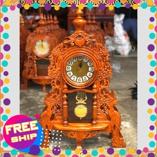 Đồng Hồ Quả Lắc chim Trĩ chân Công gỗ Hương Sang Trọng