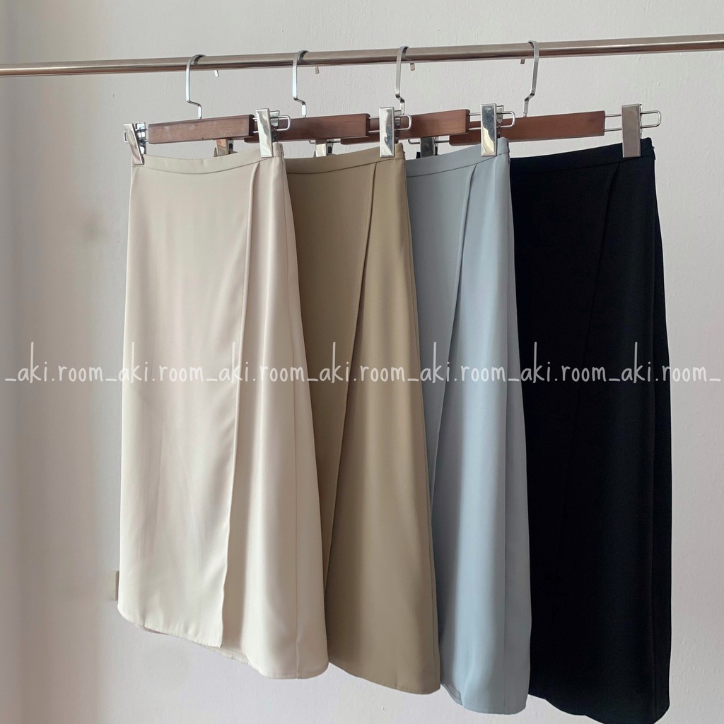 Chân váy dài đắp chéo cạp nửa lưng chun