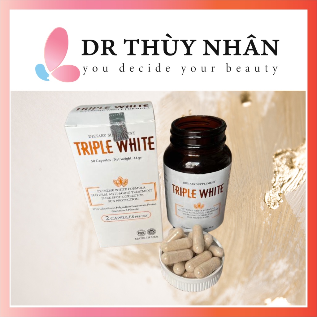 Viên uống sáng da Tripple White làm mờ nám, giảm thâm chống nắng của Mỹ  authentic