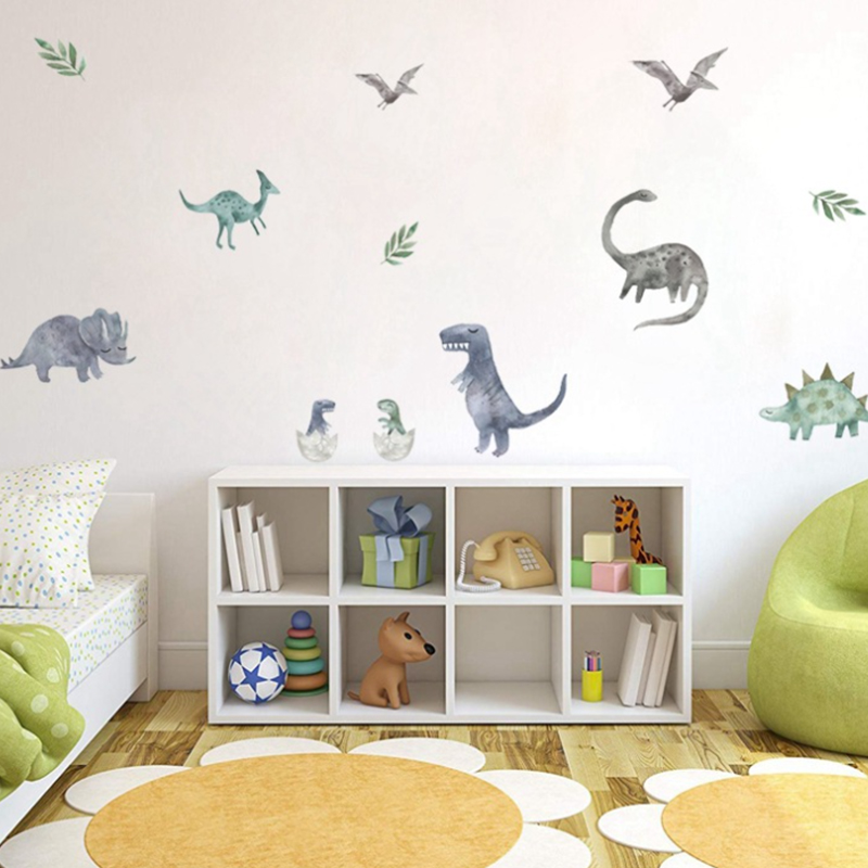 Miếng Dán Tường Trang Trí Phòng Khách Hình Khủng Long Hoạt Hình 3d