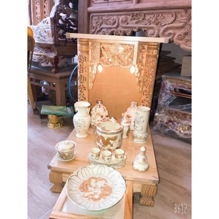 ban thần tài ông địa size 48 gỗ sồi