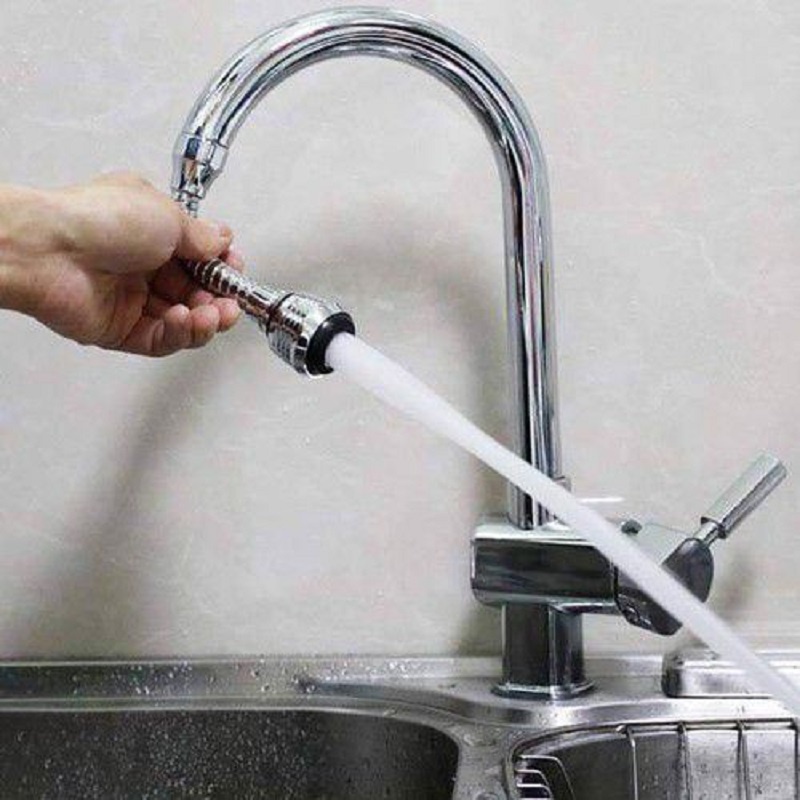 Vòi Tăng Áp Rửa Bát Chén Xoay 360 Độ Chất Liệu Inox Nối Dài Với Vòi Nước Bồn Rủa Bát