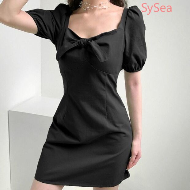 Đầm midi ngắn tay màu vàng thời trang hè xinh xắn