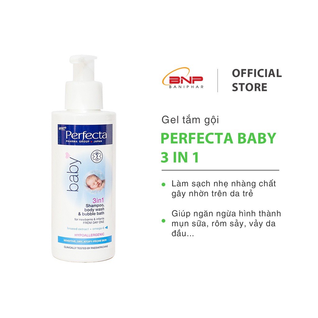 ✅[Chính Hãng] Sữa Tắm Gội Perfecta Baby Shampoo, Body Wash &amp; Bubble Bath 3in1 Cho Trẻ Sơ Sinh Và Trẻ Nhỏ