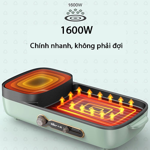 Nồi Lẩu Nướng Điện BEAR 𝗗𝗞𝗟-𝗖𝟭𝟱𝗚𝟭, Bếp Nướng Lẩu Đa Năng Gia Đình Siêu Tiện Lợi