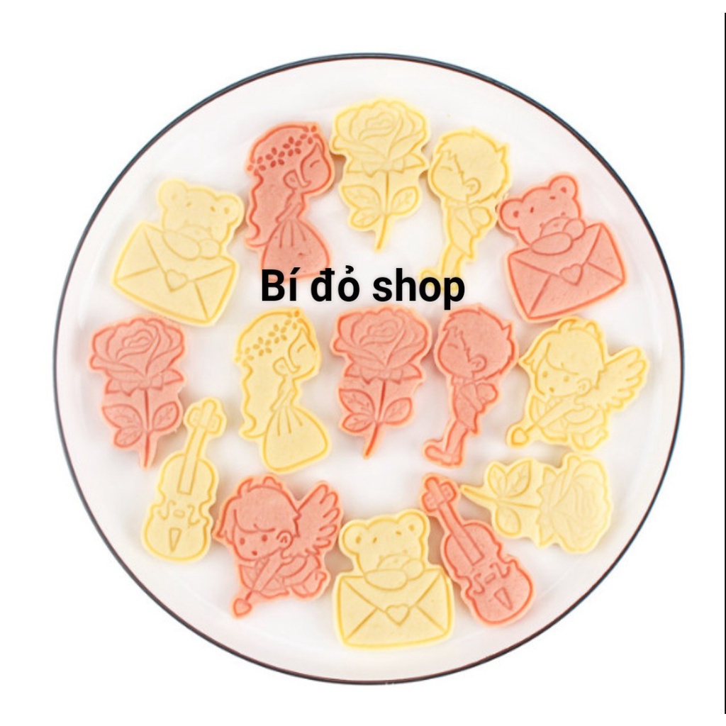 Bộ khuôn bánh quy, bánh qui, bánh cookies, cookie VALENTIN, TÌNH YÊU, TÌNH NHÂN bằng nhựa 6 mẫu
