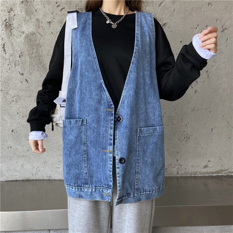 Áo gile jean, Áo denim nữ xuân hè năng động