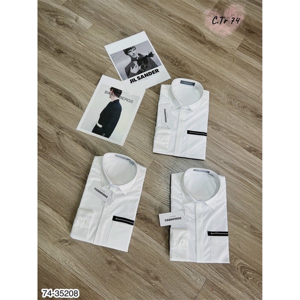 [Sẵn hàng] Áo Sơ Mi Dài Tay Trắng DSQ Vạch Túi Siêu Hot - Áo Sơ Mi Trắng Dsq Cao Cấp