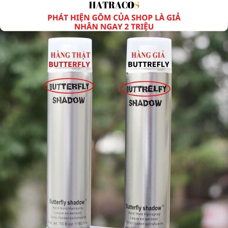 Gôm Xịt Tóc Nam Nữ Butterfly Shadow Chính Hãng Giữ Nếp Tạo Kiểu 150ml 320ml 600ml