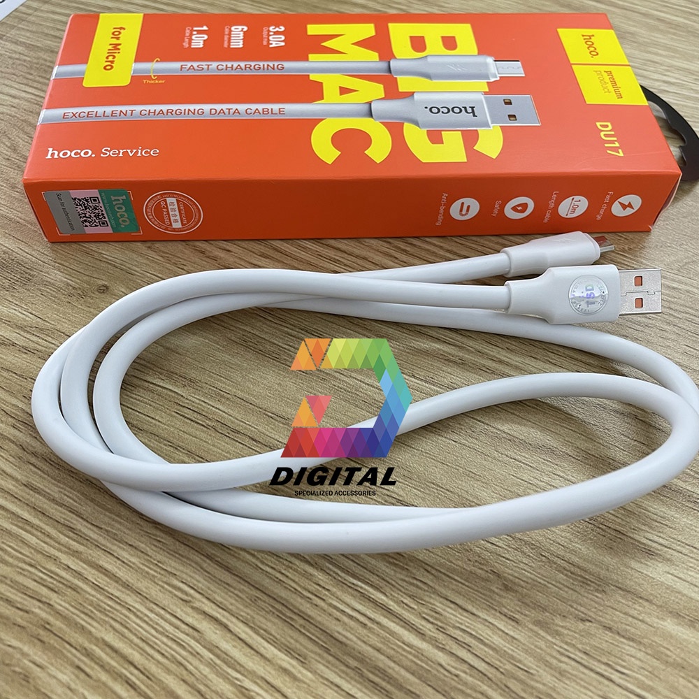 Cáp Sạc Nhanh Cổng Micro USB Hoco DU17 Chính Hãng Dài 1 Mét