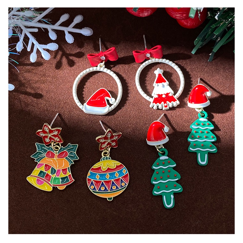 Bông Tai Hình Giáng Sinh Dễ Thương Thời Trang Dự Tiệc Cho Nữ