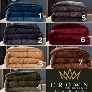 Chăn Lông Cừu Đại Hàn Crow Luxurowr nặng 4kg hoạ tiết vân chìm