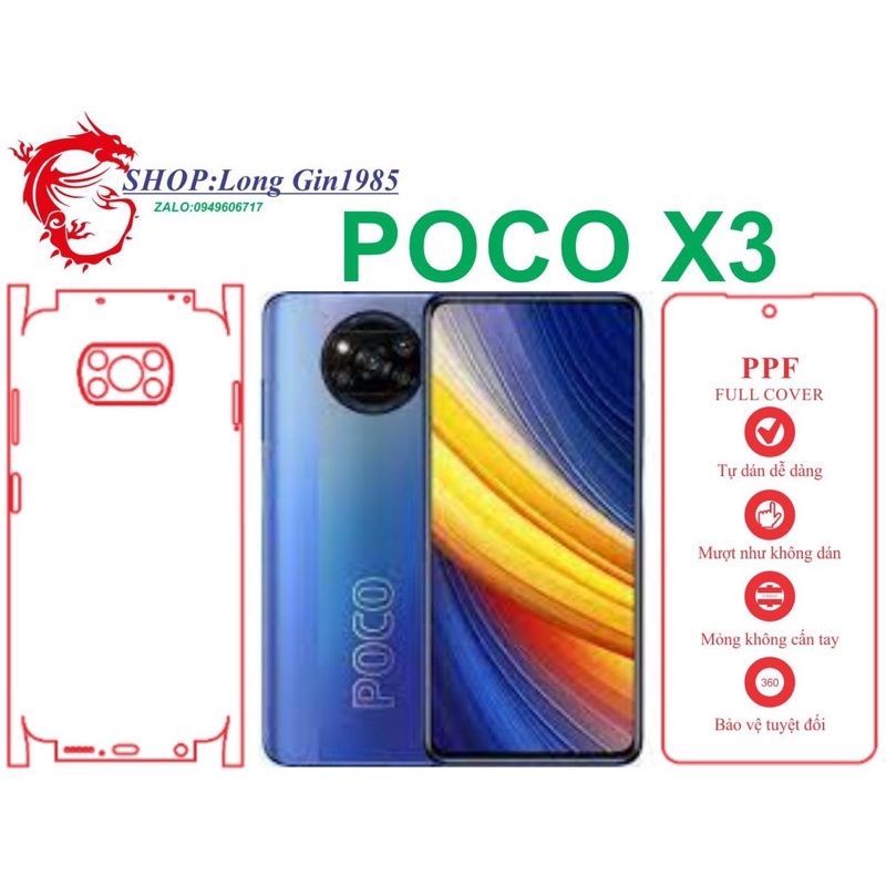 POCO X3 miếng dán trong Ppf mặt sau và mặt trước chống va đập chống trầy xước