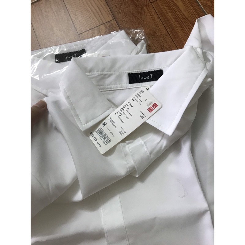 Áo Sơ Mi Nữ Form Rộng Dài Tay Unisex Basic Trắng