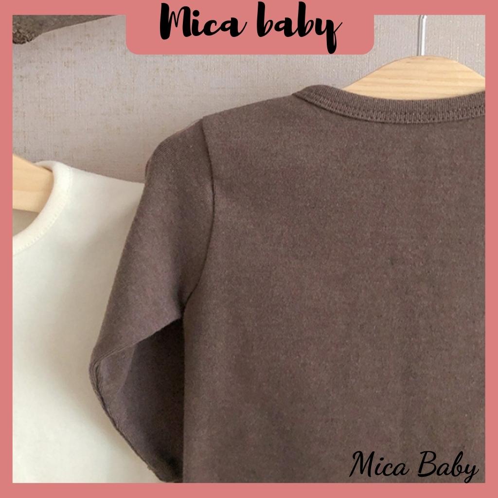 Áo cotton vải trơn BBAMMA dài tay cho bé Mica baby A04