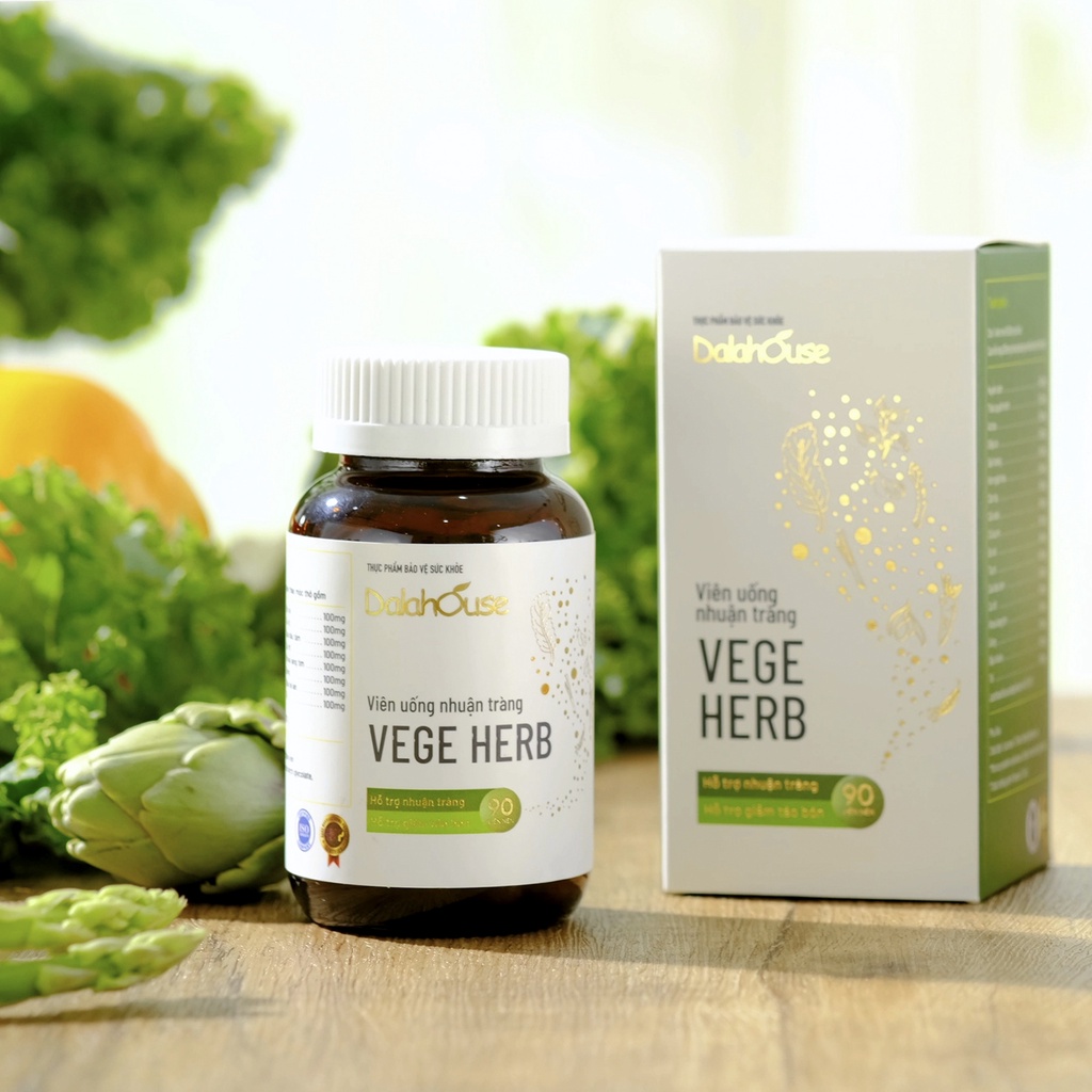 Viên uống nhuận tràng Vege Herb Dalahouse hỗ trợ nhuận tràng, giảm táo bón lọ 90/30 viên nén