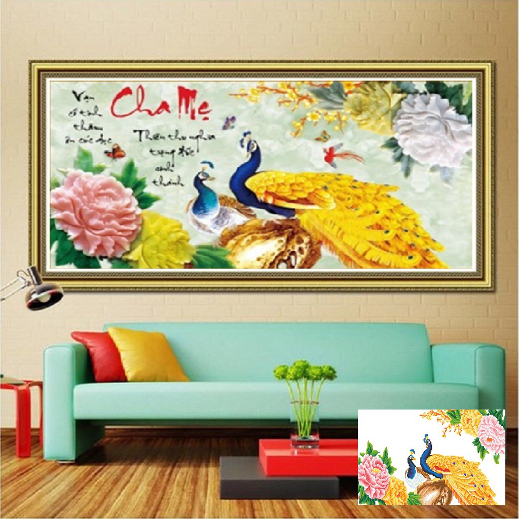 Tranh thêu chữ thập CHA MẸ LV3248 (KT 63*37CM)