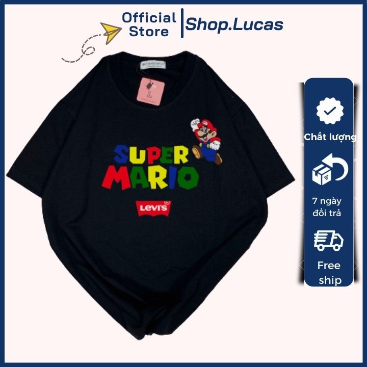 Áo Thun Nam Nữ Áo phông Unisex vải cotton thoáng mát cổ tròn bigsize XXL 2XL MARIO - shop.lucas