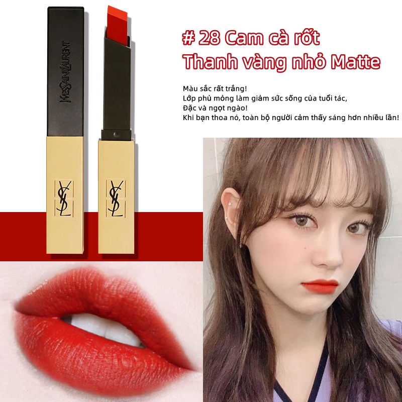 Son Lì YSL phiên bản cổ điển mới của thỏi vàng nhỏ thỏi son mỏng dạng lì màu mới 1966 màu đỏ nâu 28 màu cà rốt