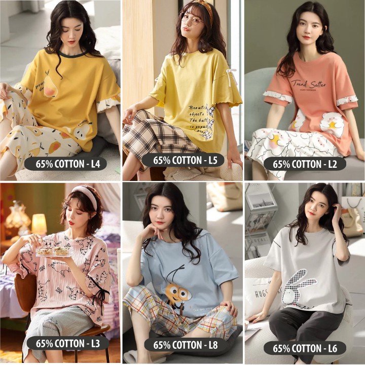 [50 MẪU] Bộ Ngủ Nữ Lửng ✨ Bộ Mặc Nhà Mùa Hè Cotton Cao Cấp | BigBuy360 - bigbuy360.vn