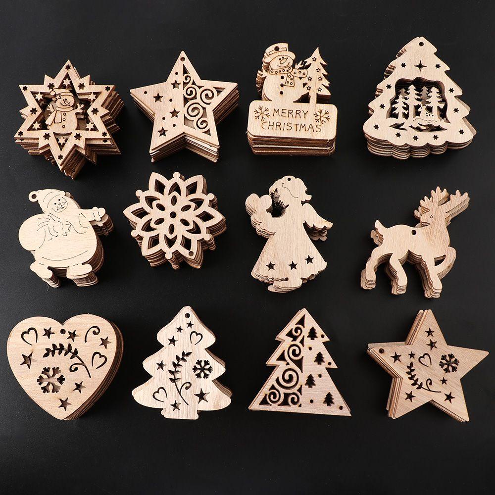Set 10 Mặt Gỗ Treo Trang Trí Giáng Sinh