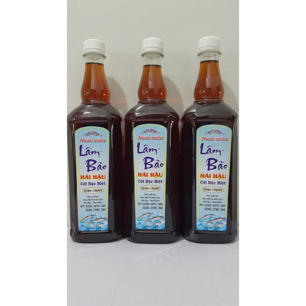 Nước Mắm Lâm Bão Cốt Đặc Biệt Nắp Trắng Chai 1 Lít Độ Đạm 50g N/L