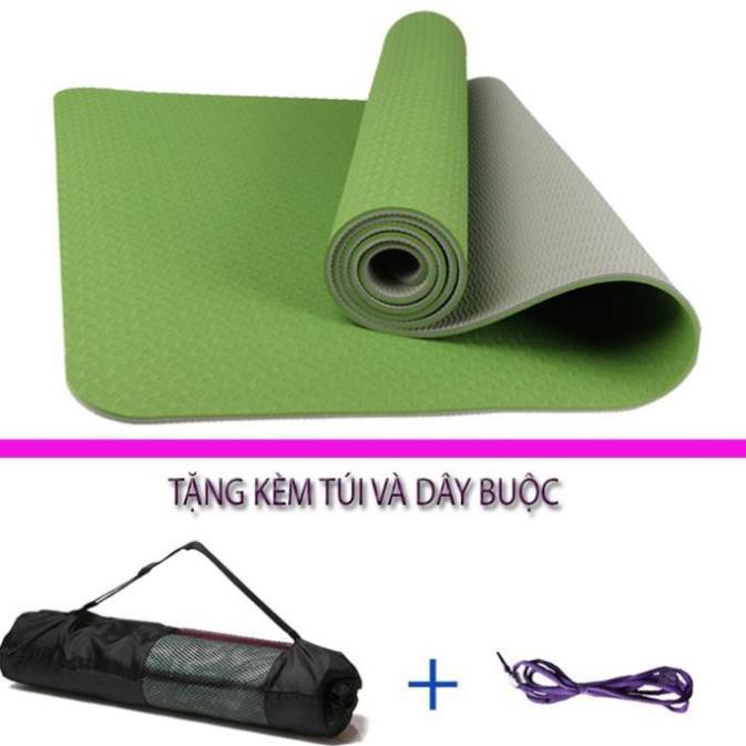 [XẢ HÀNG]Thảm Tập Yoga TPE 6mm 2 Lớp Đại Nam Sport + Tặng Kèm Túi Và Dây Buộc