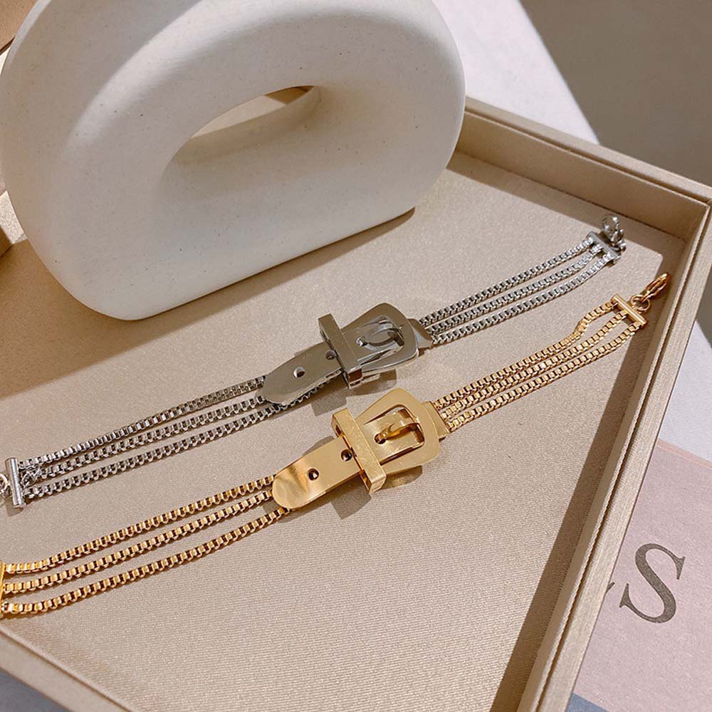 Dây chuyền và vòng đeo tay bằng thép titan sang trọng phong cách Punk Hàn Quốc thời trang cho nữ