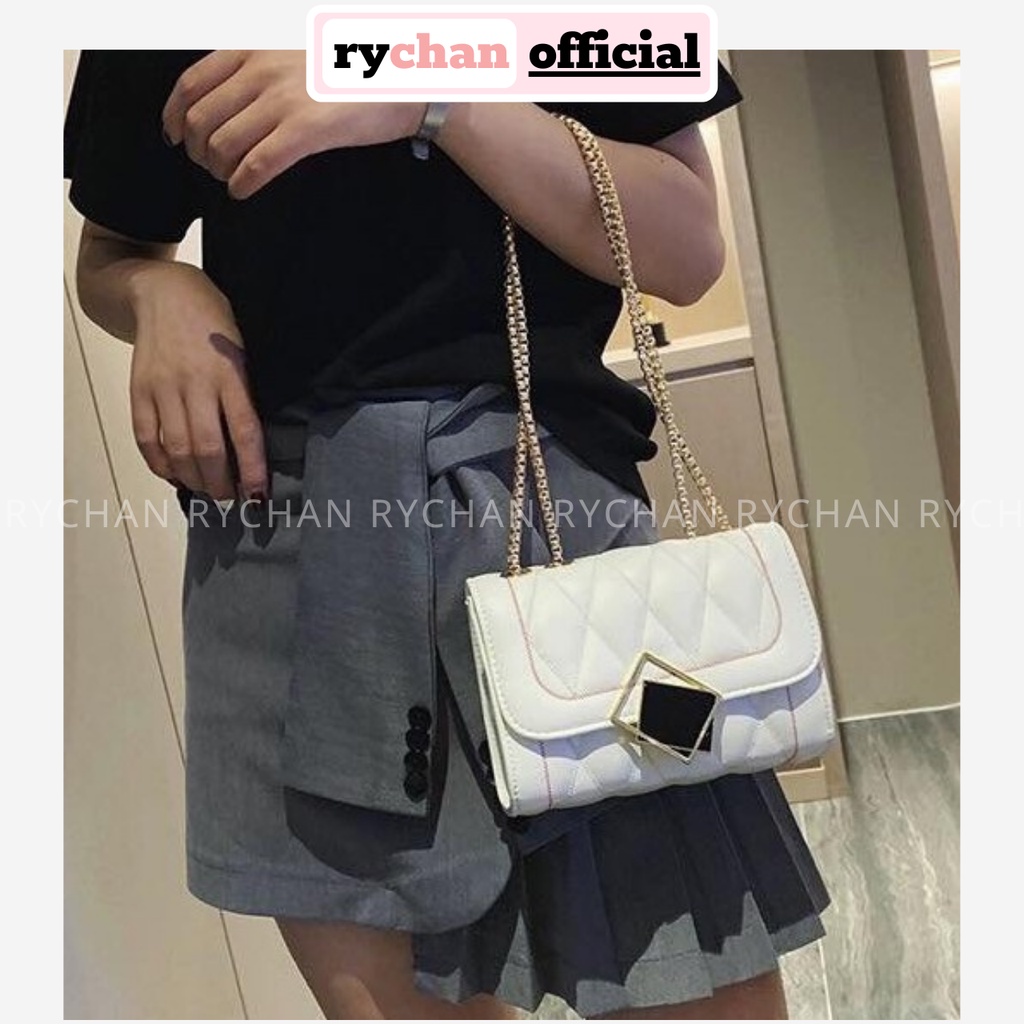 Túi Xách Dây Xích Khóa Vuông Chần Ô Hàn Quốc Sang Trọng - RY101