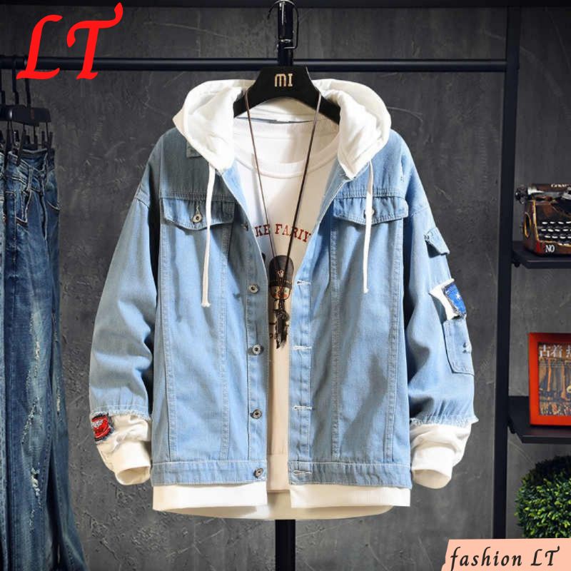 Áo Khoác Liền Mũ Có Nón Nam Nữ Jean Bò Nam Đẹp Cao Cấp Áo Rin xu hướng HOT TREND - LTSTORE